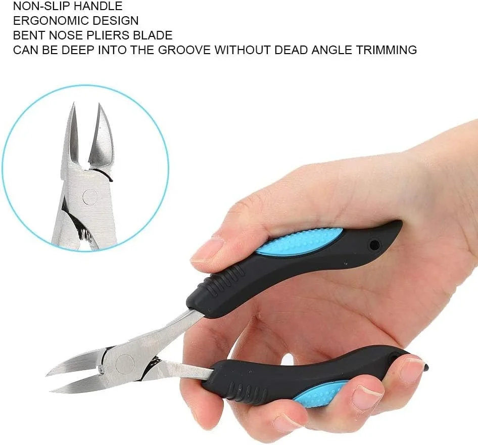 قیچی مانیکور مدرن TERRIFI، کاتر استیل ضد زنگ حرفه ای ضد لغزش، ابزار پیرایش ناخن انگشت و پا، مشکی و آبی، مناسب برای سالن های آرایش ناخن و استفاده خانگی قیچی مانیکور مدرن TERRIFI، کاتر استیل ضد زنگ حرفه ای ضد لغزش، ابزار پیرایش ناخن انگشت و پا، مشکی و آبی، مناسب برای سالن های آرایش ناخن و استفاده خانگی