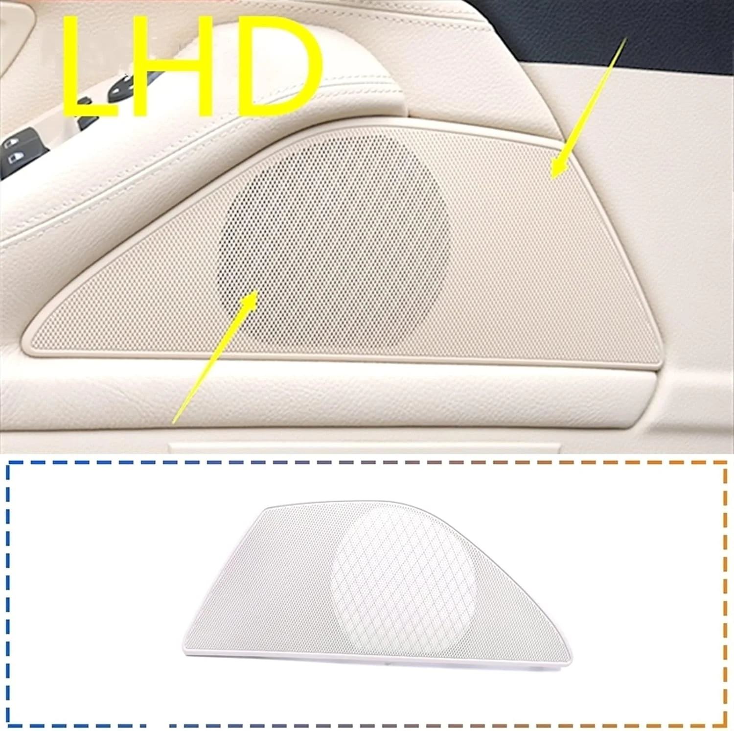 روکش تزئینی بلندگوی درب جلوی خودرو Wivplex، پنل محافظ تریم جایگزین بلندگوی استریو چپ راست، برای BMW، سری 5 F10 F11 (چپ خاکستری)