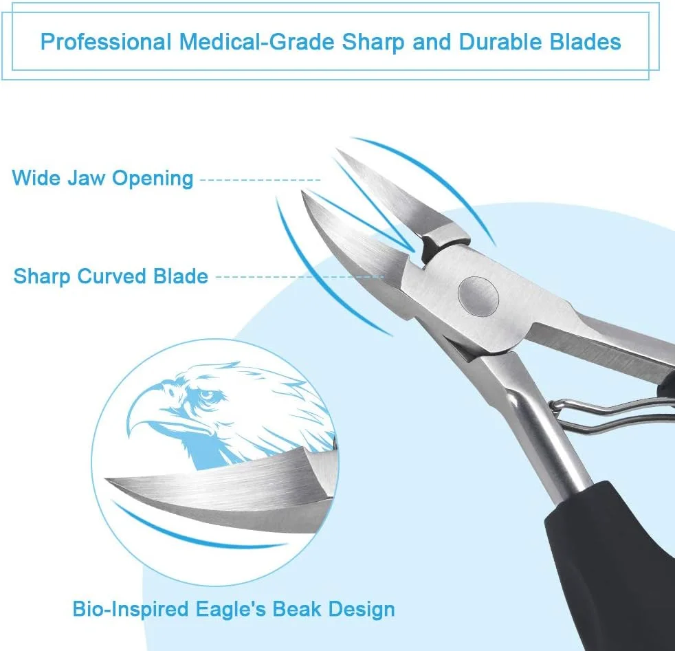 ناخن گیر اوراکت، ناخن گیر دقیق برای ناخن های ضخیم یا فرو رفته، قیچی مانیکور فولاد ضد زنگ سنگین، با پوشش محافظ