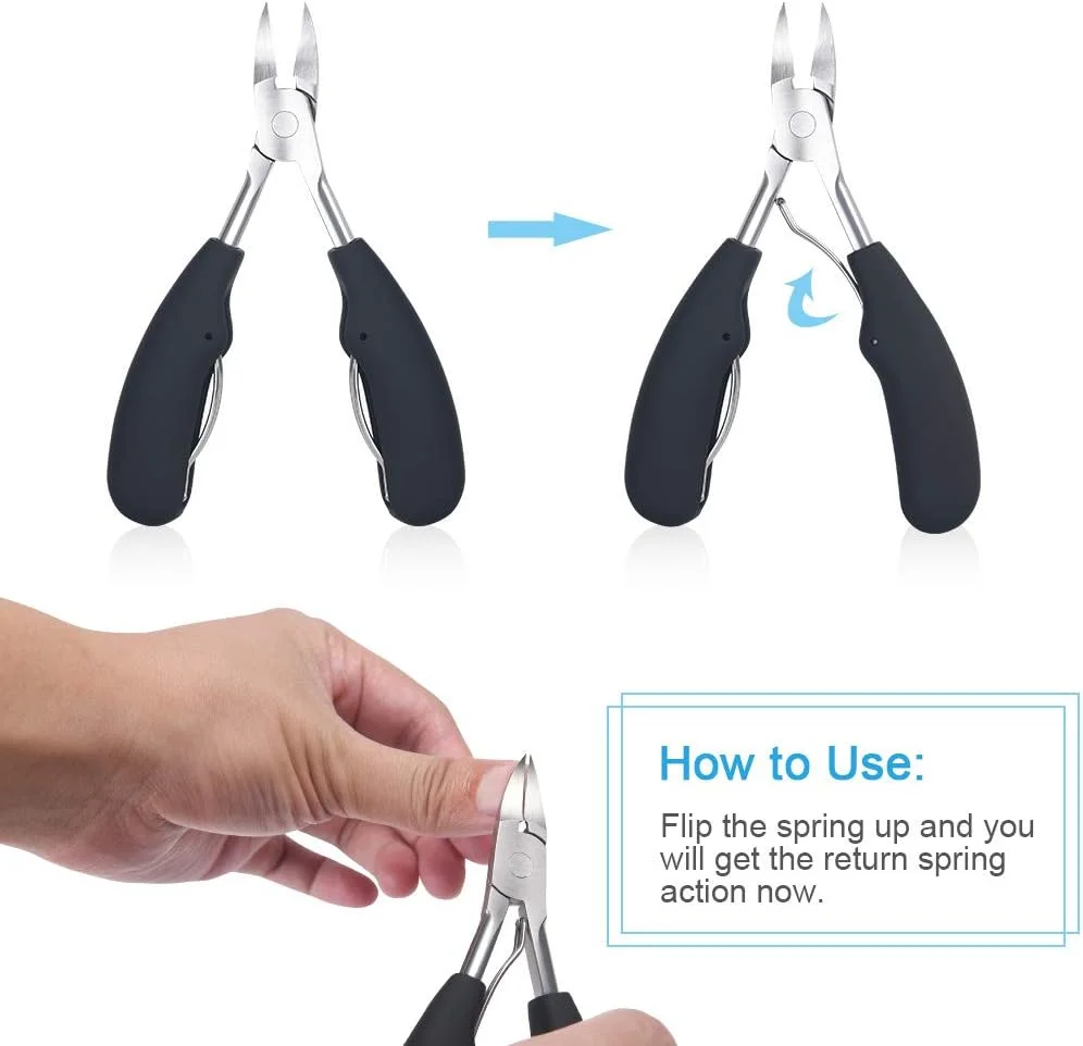 ناخن گیر اوراکت، ناخن گیر دقیق برای ناخن های ضخیم یا فرو رفته، قیچی مانیکور فولاد ضد زنگ سنگین، با پوشش محافظ