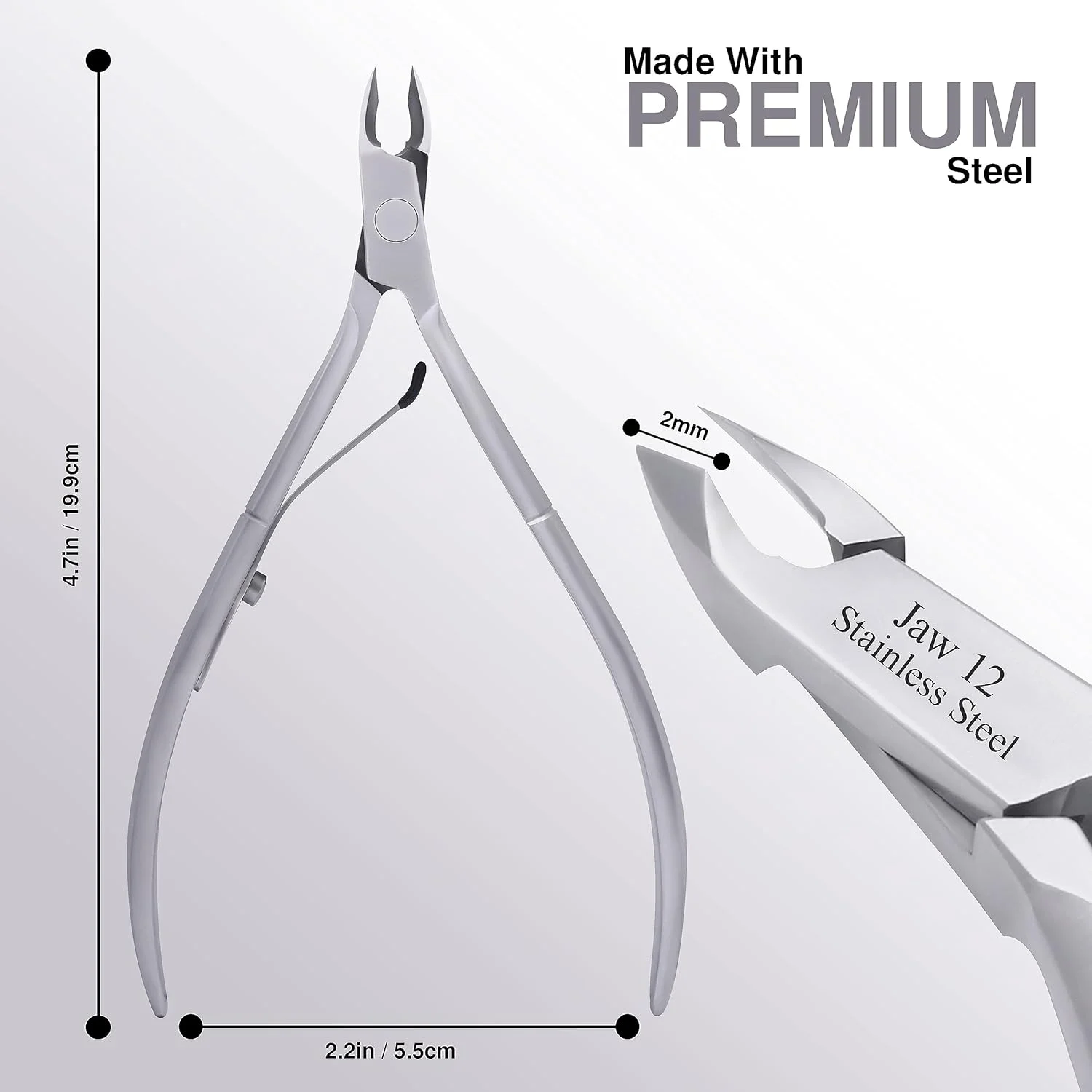 قیچی مانیکور ناخن UM Supplies | از بین برنده پوست های اضافه کنار ناخن | فوق العاده تیز | نیپر حرفه ای کوتیکول | استیل ضد زنگ | انبرک مانیکور | ابزار پدیکور مانیکور | فک 12 (2 میلی متر)