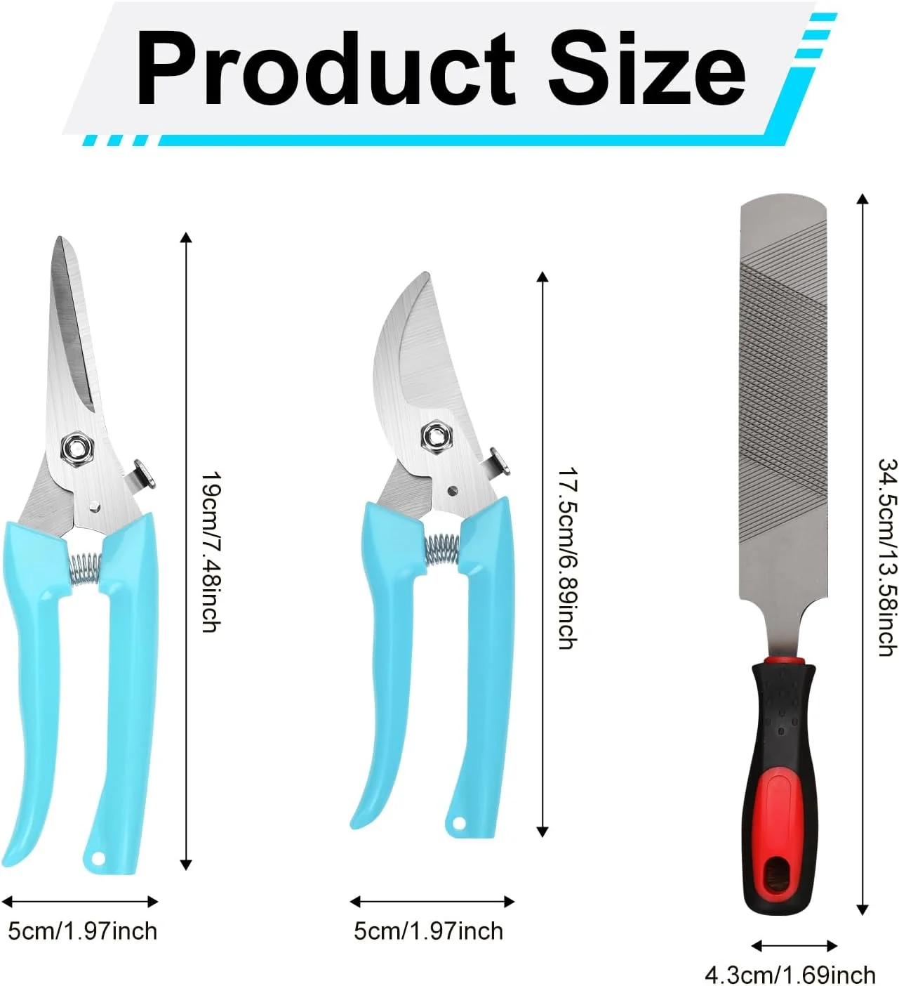 ست ۳ عددی ابزار پیرایش سم بز شامل سوهان، ناخن گیر برای بز، انبر سر صاف/خمیده، انبر اسب، قیچی پیرایش، سوهان، ابزار نعل بندی، نعل اسب برای بز، گوسفند، بره، خوک، لوازم جانبی سم حیوانات (آبی)
