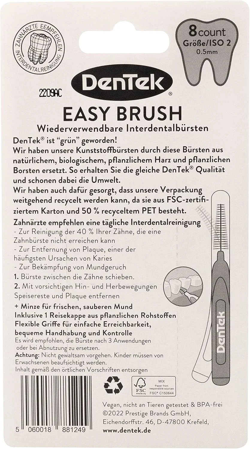 برس بین دندانی سازگار با محیط زیست DenTek Eco Easybrush ISO 2 بسته 8 عددی گیاهی 0.5 میلی متر ظریف برای فضاهای بین دندانی تنگ با طعم نعناع و درپوش محافظ بهداشتی - قابل استفاده مجدد برس بین دندانی سازگار با محیط زیست DenTek Eco Easybrush ISO 2 بسته 8 عددی گیاهی 0.5 میلی متر ظریف برای فضاهای بین دندانی تنگ با طعم نعناع و درپوش محافظ بهداشتی - قابل استفاده مجدد