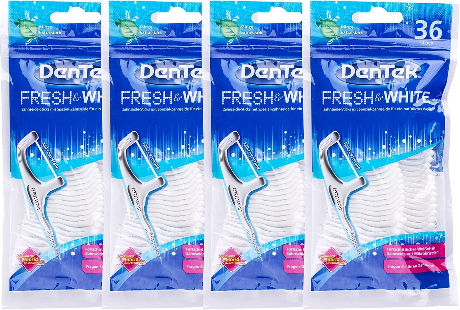 دنتک، نخ دندان کمانی فرش اند وایت، بسته 4 عددی (شامل 36 عدد)