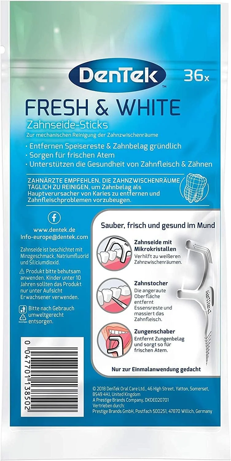 دنتک، نخ دندان کمانی فرش اند وایت، بسته 4 عددی (شامل 36 عدد) دنتک، نخ دندان کمانی فرش اند وایت، بسته 4 عددی (شامل 36 عدد)