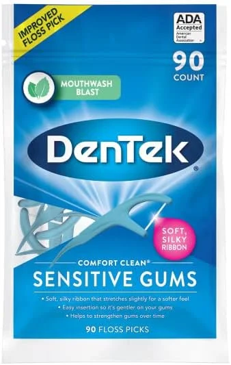 دنتک Comfort Clean خلال دندان با نخ دندان برای دندان های حساس، نوار نرم و ابریشمی، 90 عدد (بسته 6 عددی) دنتک Comfort Clean خلال دندان با نخ دندان برای دندان های حساس، نوار نرم و ابریشمی، 90 عدد (بسته 6 عددی)