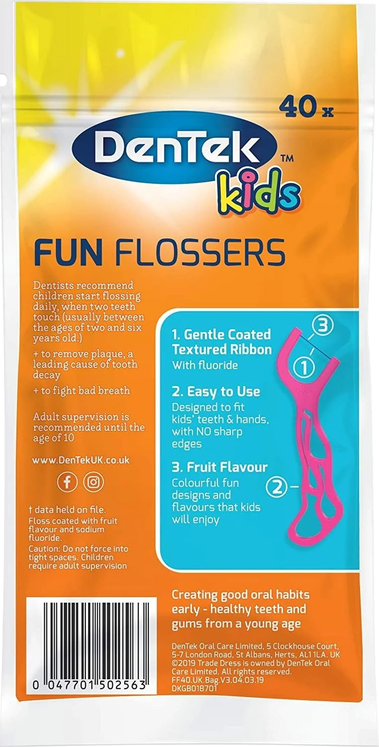دنتک 2 بسته نخ دندان فান فلوسر کودکان با طعم میوه های وحشی، بسته 80 عددی، بسته دوتایی دنتک 2 بسته نخ دندان فান فلوسر کودکان با طعم میوه های وحشی، بسته 80 عددی، بسته دوتایی