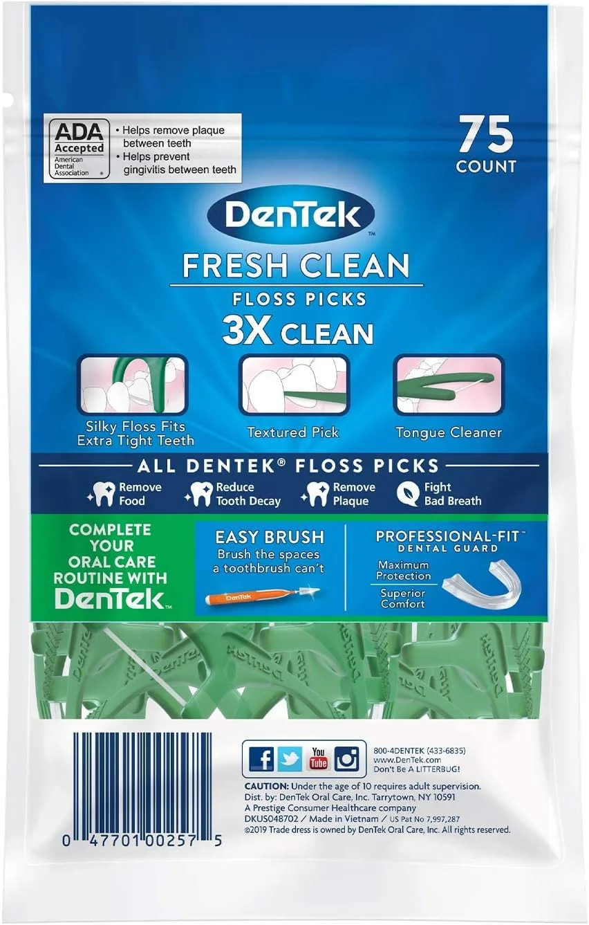 دنتک خلال دندان نخ دار فرش کلین، برای دندان های بسیار فشرده، 75 عدد، (بسته 6 عددی) دنتک خلال دندان نخ دار فرش کلین، برای دندان های بسیار فشرده، 75 عدد، (بسته 6 عددی)