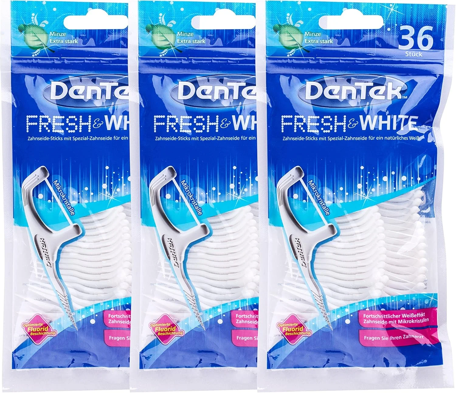 دنتک 3 بسته نخ دندان کمانی Fresh & White دنتک 3 بسته نخ دندان کمانی Fresh & White