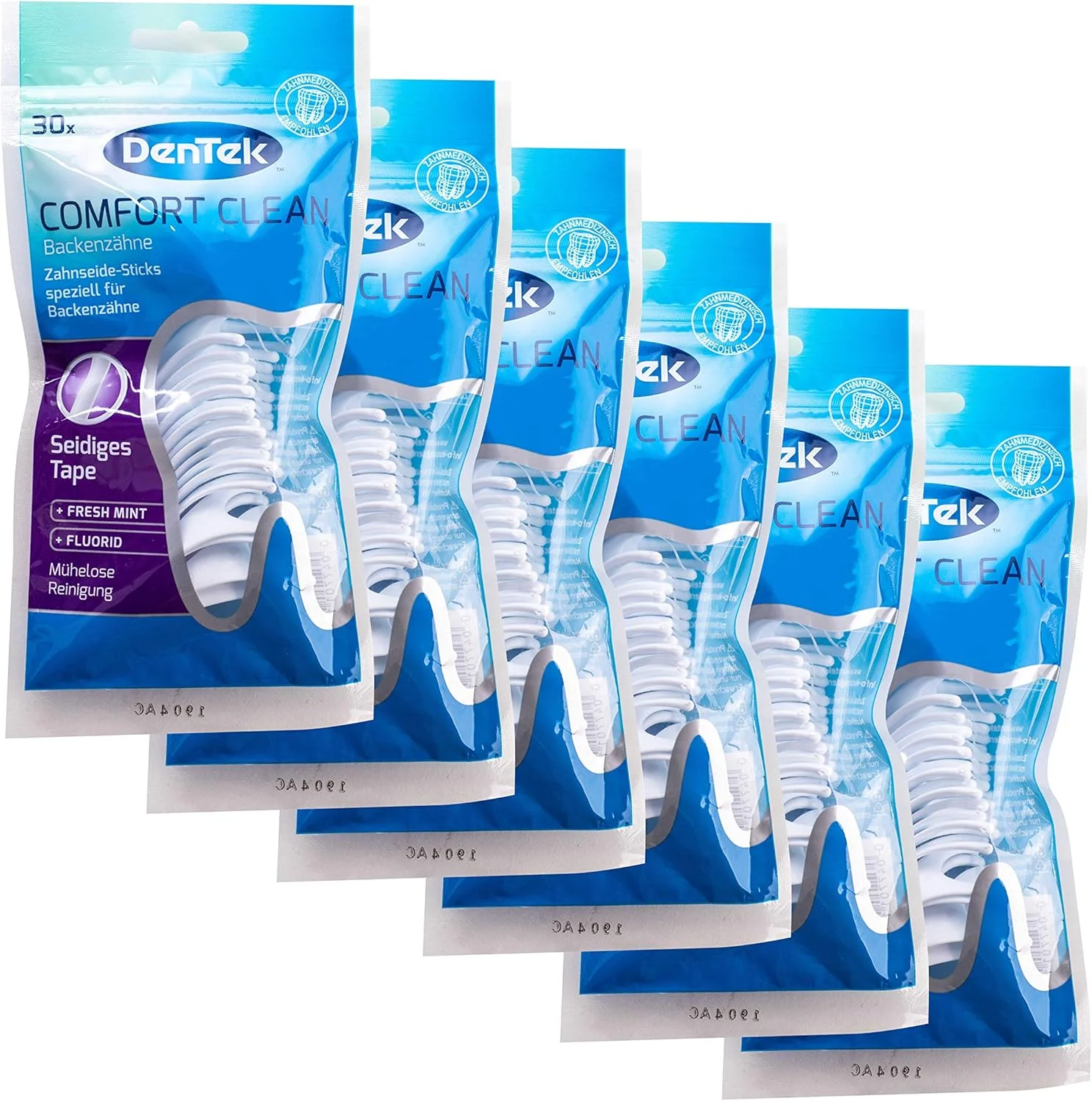 دنتک 6 بسته نخ دندان کمفرت کلین، نخ دندان، مناسب دندان های آسیاب، مناسب دندان قروچه، طعم نعناع