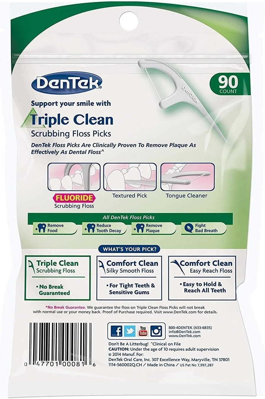 نخ دندان کمانی سه کاره دنتک، نعنایی - 90 عدد نخ دندان کمانی سه کاره دنتک، نعنایی - 90 عدد