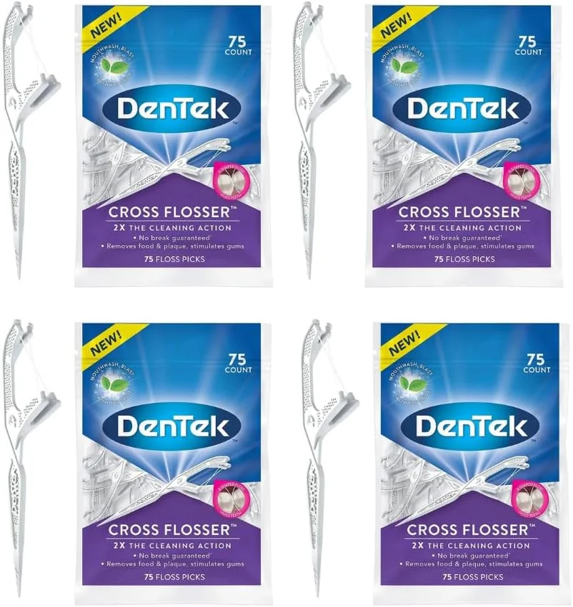 دنتک نخ دندان کمانی، نخ دندان X شکل، 75 عدد (4 بسته)
