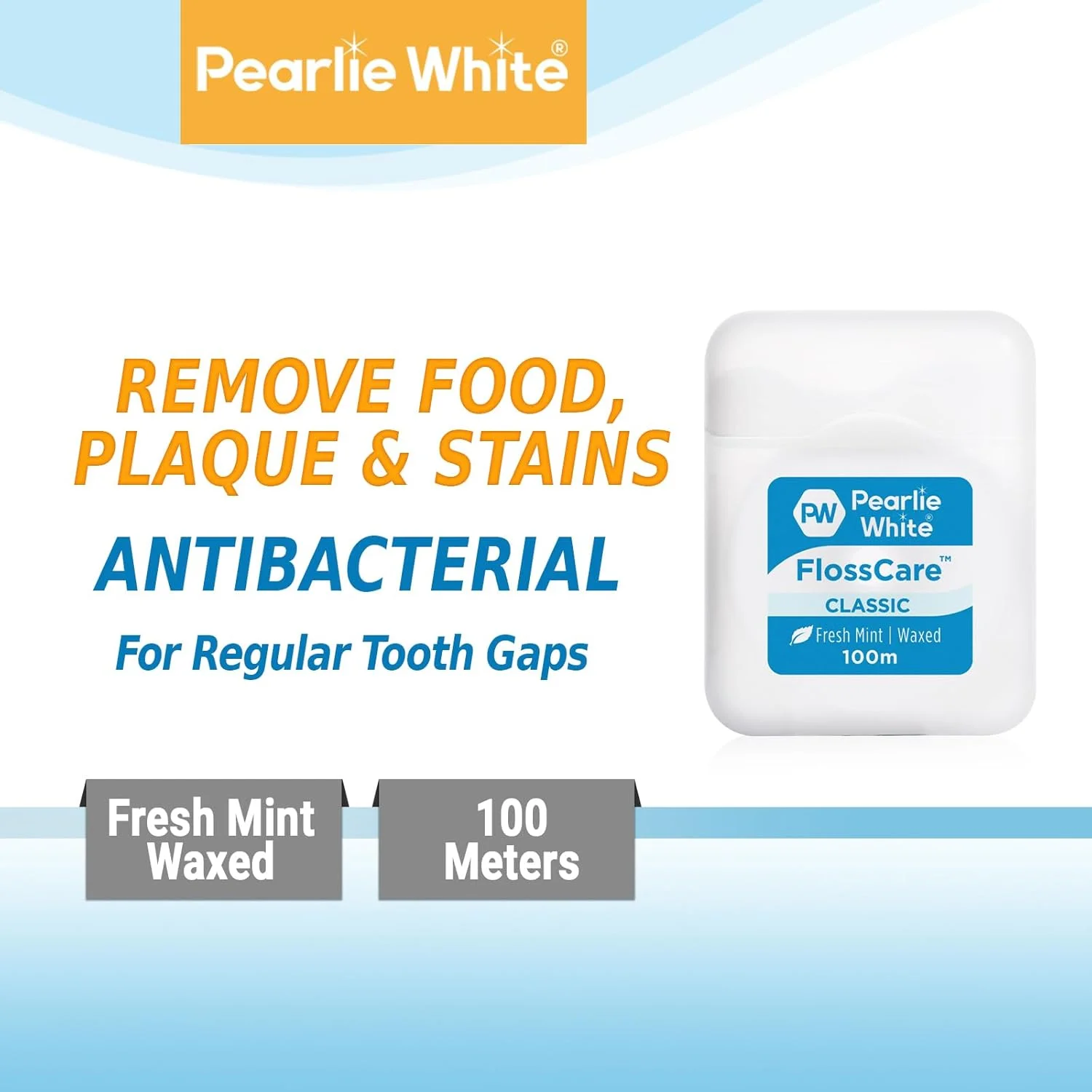 نخ دندان موم دار نعنایی پرلی وایت Floss Care - 100 متر نخ دندان موم دار نعنایی پرلی وایت Floss Care - 100 متر