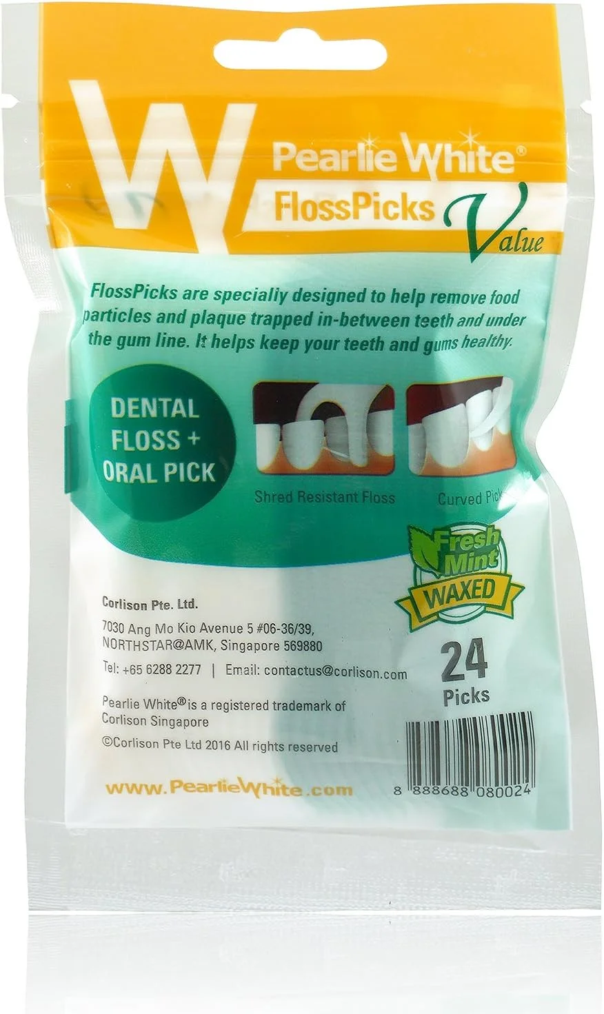 خلال دندان نخی Pearlie White، بسته 24 عددی