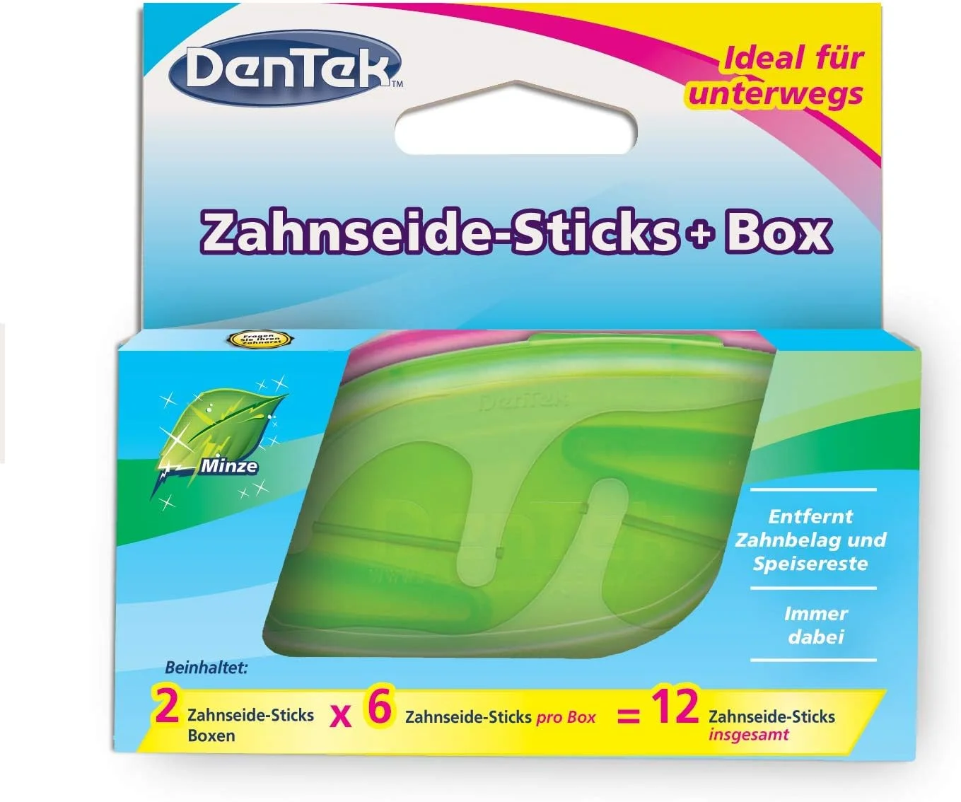 دنتک On the Go - 6 عدد نخ دندان کمانی در 2 جعبه رنگی