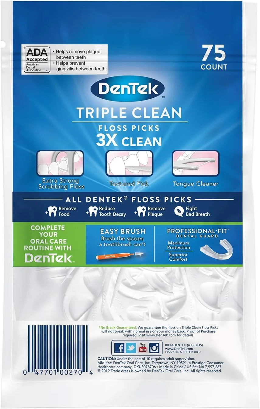 نخ دندان کمانی سه کاره دنتک 75 عددی نخ دندان کمانی سه کاره دنتک 75 عددی