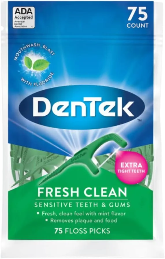 نخ دندان کمانی DenTek Fresh Clean، نخ ابریشمی و راحت برای از بین بردن پلاک و غذا، 75 عدد