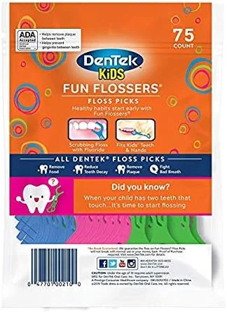 نخ دندان کمانی کودک دنتک | از بین برنده غذا و پلاک | 75 عدد