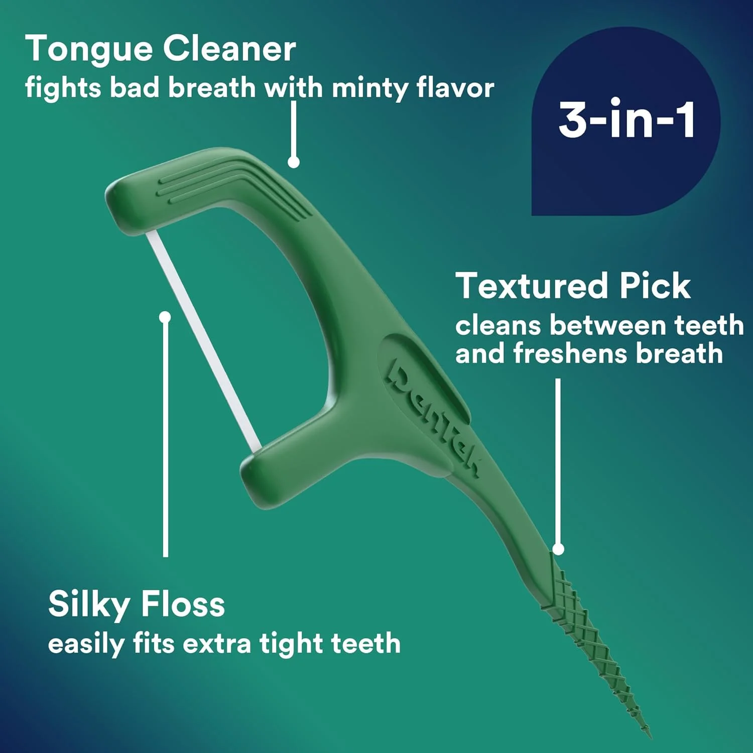 نخ دندان کمانی دنتک فرش کلین، برای دندانهای بسیار فشرده، ۷۵ عدد، بستهی ۳ عددی نخ دندان کمانی دنتک فرش کلین، برای دندانهای بسیار فشرده، ۷۵ عدد، بستهی ۳ عددی