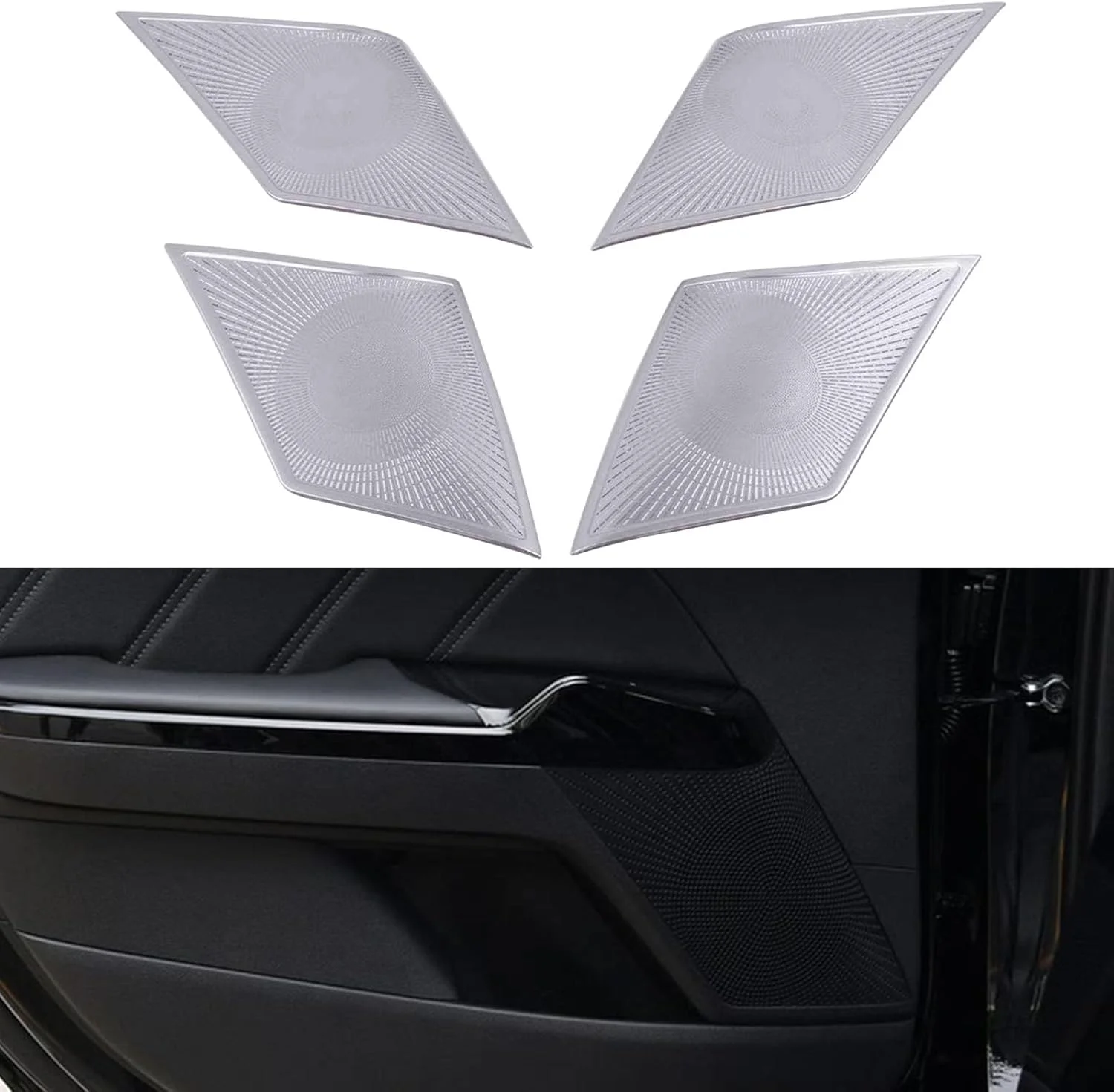 روکش بلندگوی YPGHBHD برای درب جلو، سازگار با کیا K5 2020، روکش بلندگوی درب، توری، روکش بلندگوی درب خودرو، نقره ای B