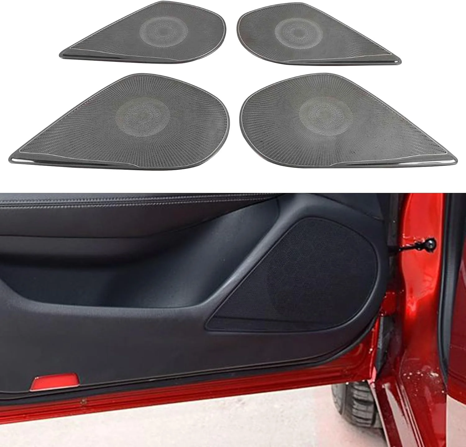 روکش بلندگوی YPGHBHD برای درب جلو، سازگار با مزدا آتنزا 2020، روکش بلندگوی درب، توری، روکش بلندگوی درب خودرو، مشکی