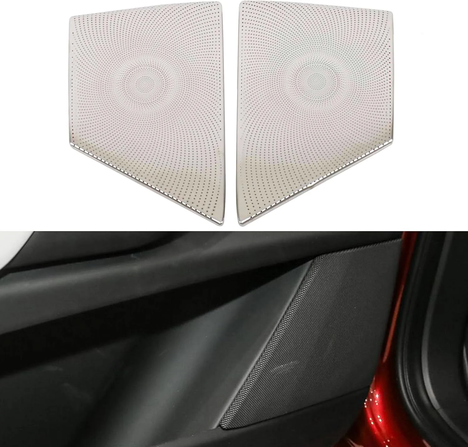 روکش بلندگوی YPGHBHD برای درب جلو، سازگار با تسلا مدل X 2023، روکش بلندگوی درب، توری، روکش بلندگوی درب خودرو، نقره ای B