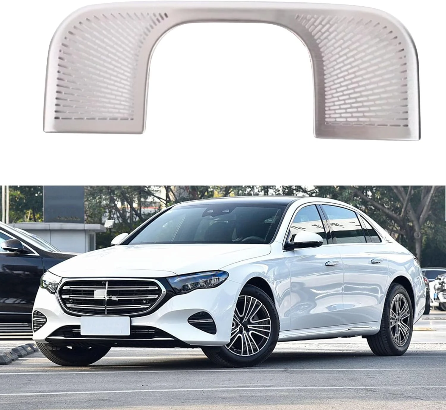 روکش بلندگوی YPGHBHD برای درب جلو، سازگار با چراغ های مطالعه سقفی بنز کلاس E مدل 2024، روکش بلندگوی درب، توری، روکش بلندگوی درب خودرو، نقره ای B