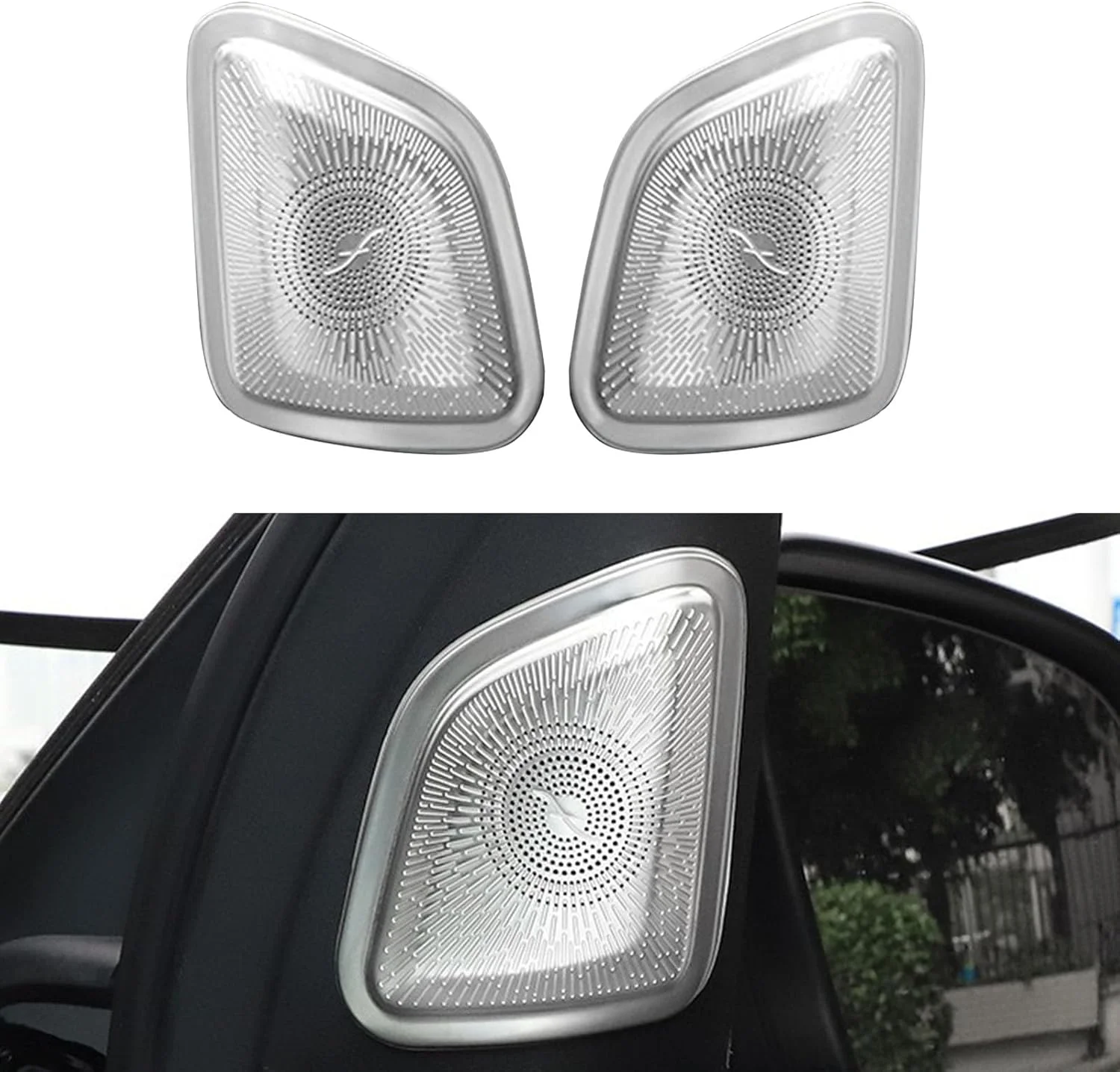 روکش بلندگوی YPGHBHD برای درب جلو، سازگار با بنز GLE350 GLE450 GLS450 2020، توری روکش بلندگوی درب، نقره ای B