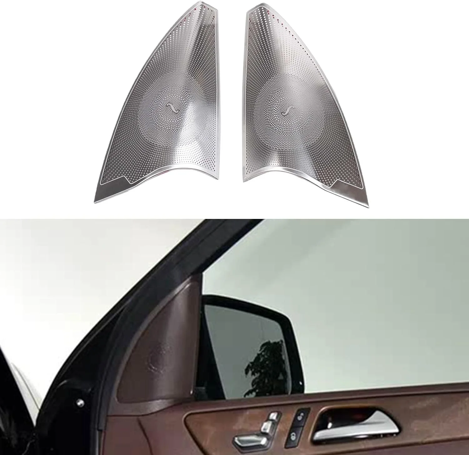 روکش بلندگوی YPGHBHD برای درب جلو، سازگار با بنز GLE GLS ML GL 2012-2019، توری روکش بلندگوی درب، روکش بلندگوی درب خودرو، نقره ای B