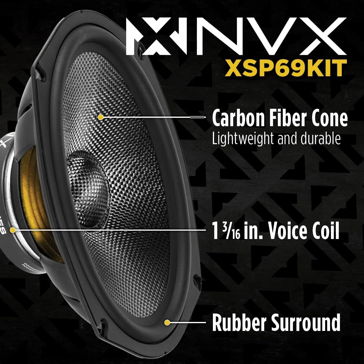 بلندگوهای خودرو NVX® XSP69KIT 6x9 اینچی، حداکثر 600 وات، RMS 300 وات، سیستم کامپوننت 2 طرفه با تیوترهای گنبدی ابریشمی 1 اینچی و کراس اوورهای غیرفعال، نصب آسان در خودروها/کامیون ها/درب ها (جفت)