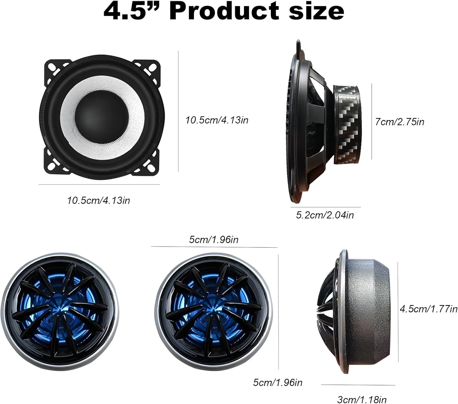 بلندگوی کواکسیال دو طرفه خودرو WMQ100W، بلندگوهای استریو خودرو جهانی 10.5x10.5 سانتی متر، بلندگوی تعویض سریع، سازگار با نصب درب/پنل جانبی خودرو