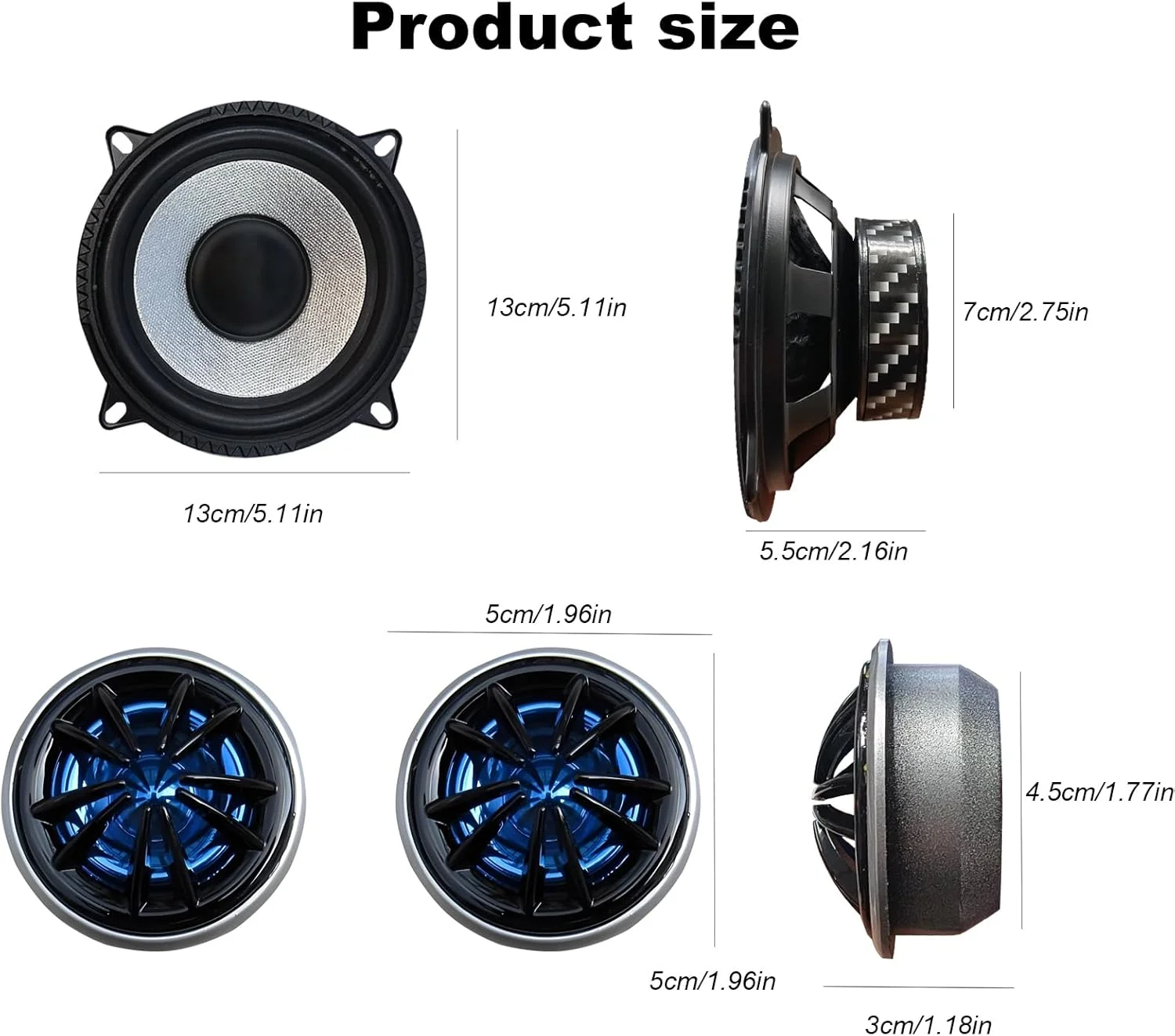 بلندگوی خودرو دو طرفه 5.5 اینچی WMQ - 80/240 وات، مشکی (5.5)، 100 وات، بلندگوهای درب خودرو
