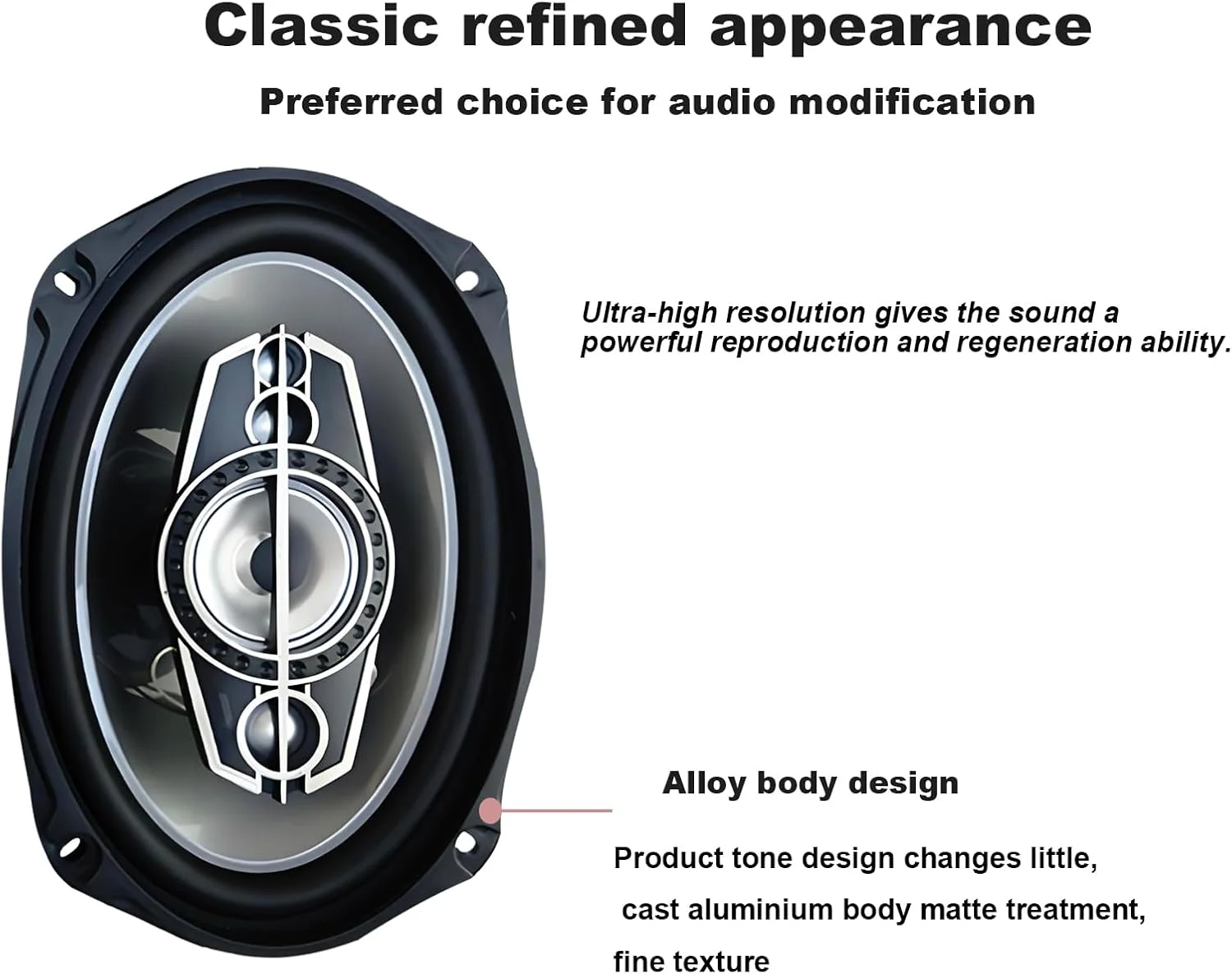 بلندگوهای کواکسیال دو طرفه خودرو WMQ، بلندگوهای استریو جهانی خودرو، بلندگوی تعویض سریع، سازگار با نصب درب/پنل جانبی خودرو، مشکی (6985)