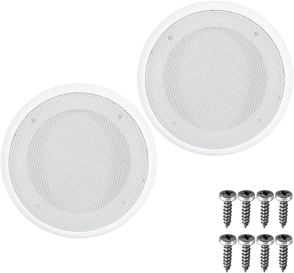 VOANZO 2 عدد توری بلندگو 6.5 اینچی، روکش بلندگو صوتی خودرو برای بلندگوهای خانگی، سقف و سیستم های صوتی خودرو - سفید