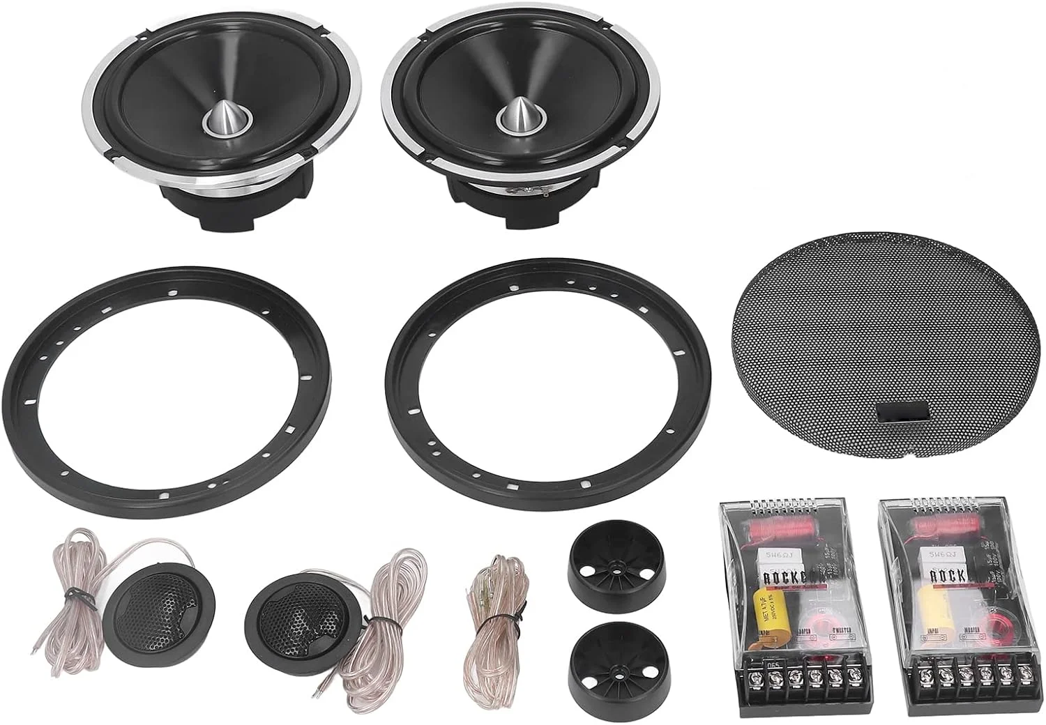 بلندگوی صوتی 2 طرفه خودرو Vomeko 6.5 اینچی، حساسیت 91dB بلندگوی کامپوننت شفاف برای خودرو، نصب آسان