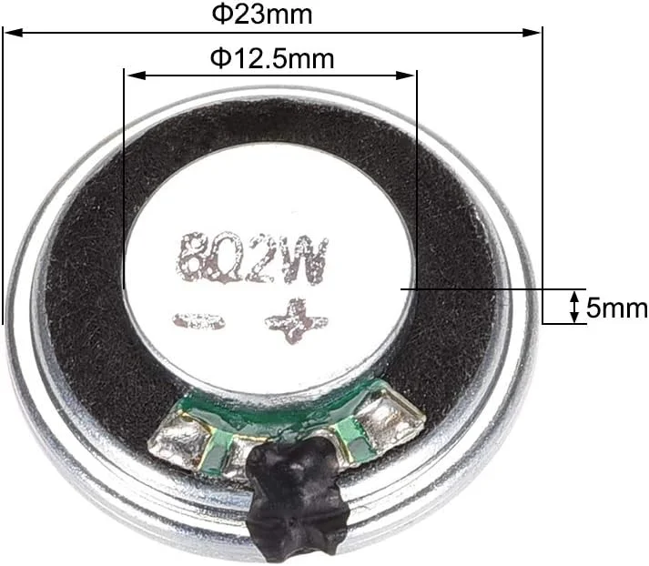 uxcell Sourcingmap 2 عدد بلندگوی مغناطیسی داخلی گرد 8 اهم 2 وات 23 میلی متر قطر پوسته فولادی