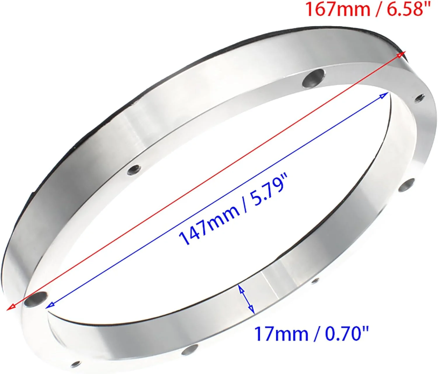 FDXGHY 2 عدد اسپیسر بلندگوی آلیاژ آلومینیومی مناسب برای خودرو 6-1/2 اینچی، حلقه آداپتور اسپیسر بلندگوی استریو خودرو (نقره ای)