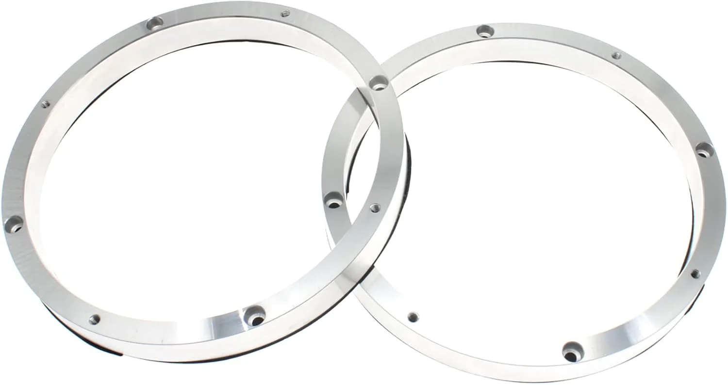 FDXGHY 2 عدد اسپیسر بلندگوی آلیاژ آلومینیومی مناسب برای خودرو 6-1/2 اینچی، حلقه آداپتور اسپیسر بلندگوی استریو خودرو (نقره ای)