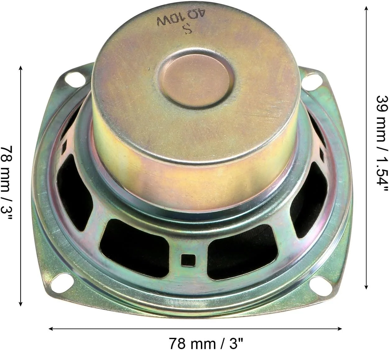 بلندگوی ضد مغناطیسی uxcell، 10 وات، 4 اهم، 3 اینچ، 78x78x39 میلی متر