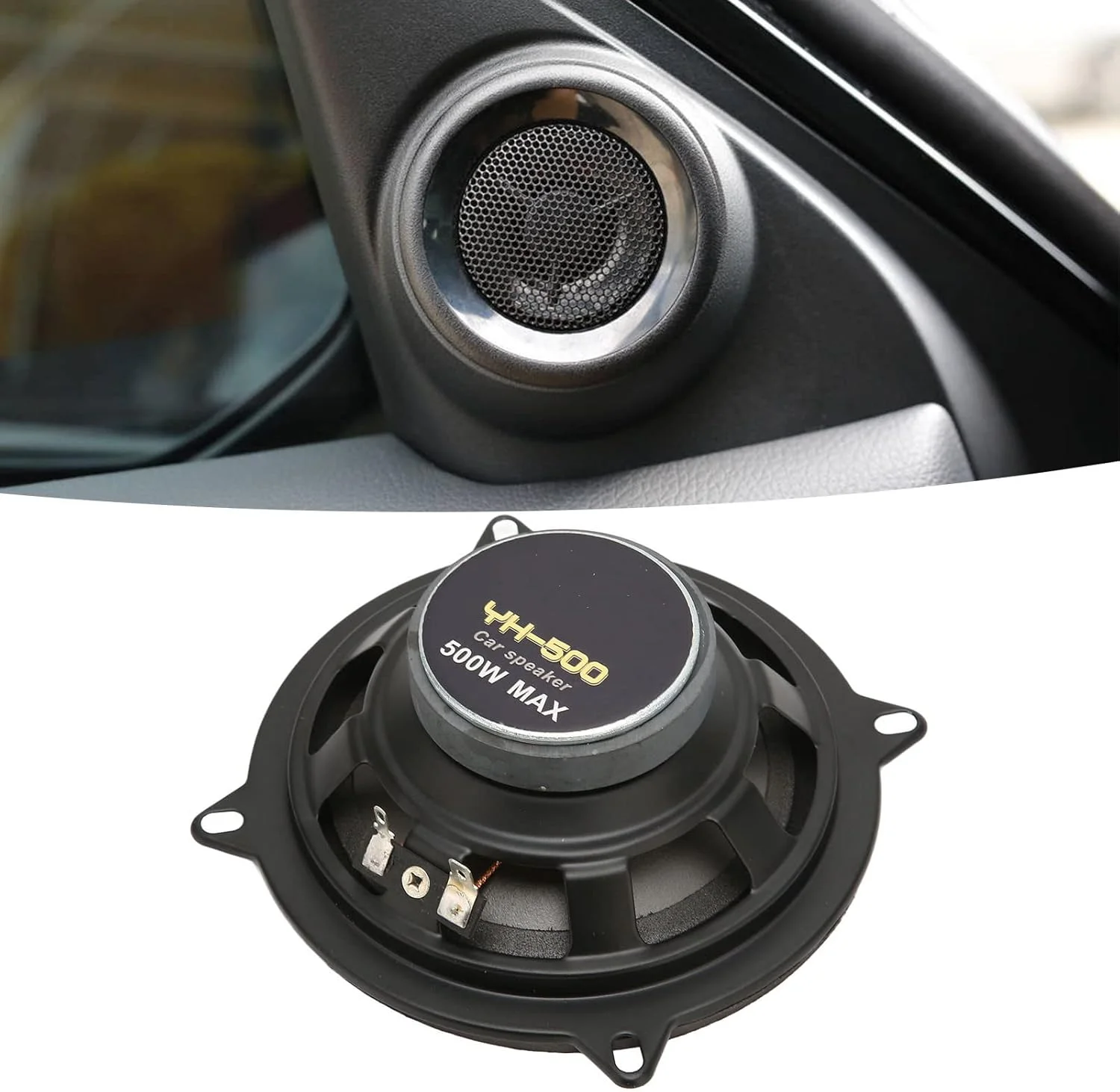 توییتر صوتی خودرو 5 اینچی، بلندگوهای کواکسیال مغناطیسی بیرونی خودرو، بلندگوهای خودرو 500 واتی با هیت سینک سیم پیچ صوتی، نصب آسان، برای همه سیستم های صوتی خودرو