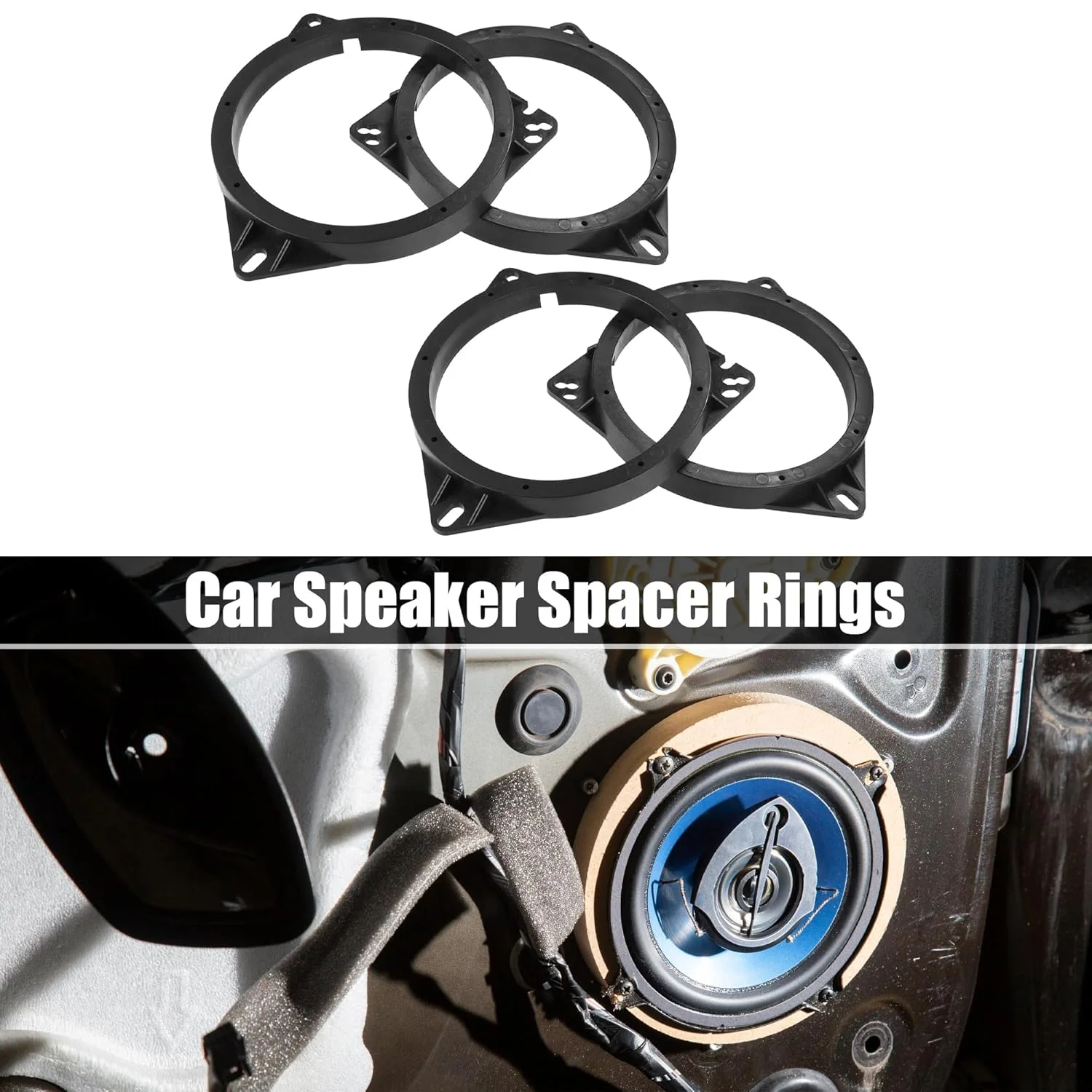 uxcell 2 عدد حلقه اسپیسر آداپتور بلندگوی خودرو 6.5 اینچی با ترکیب سیم برای تویوتا آوالون R 2005-2011