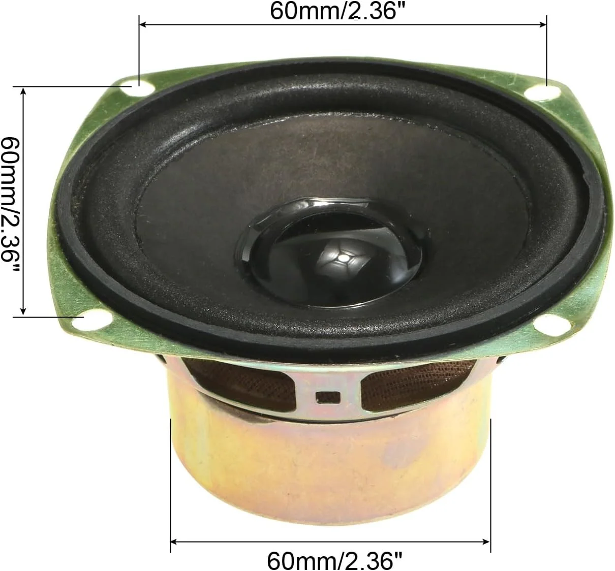 بلندگوی ضد مغناطیسی uxcell، 10 وات، 4 اهم، 3 اینچ، 78x78x39 میلی متر