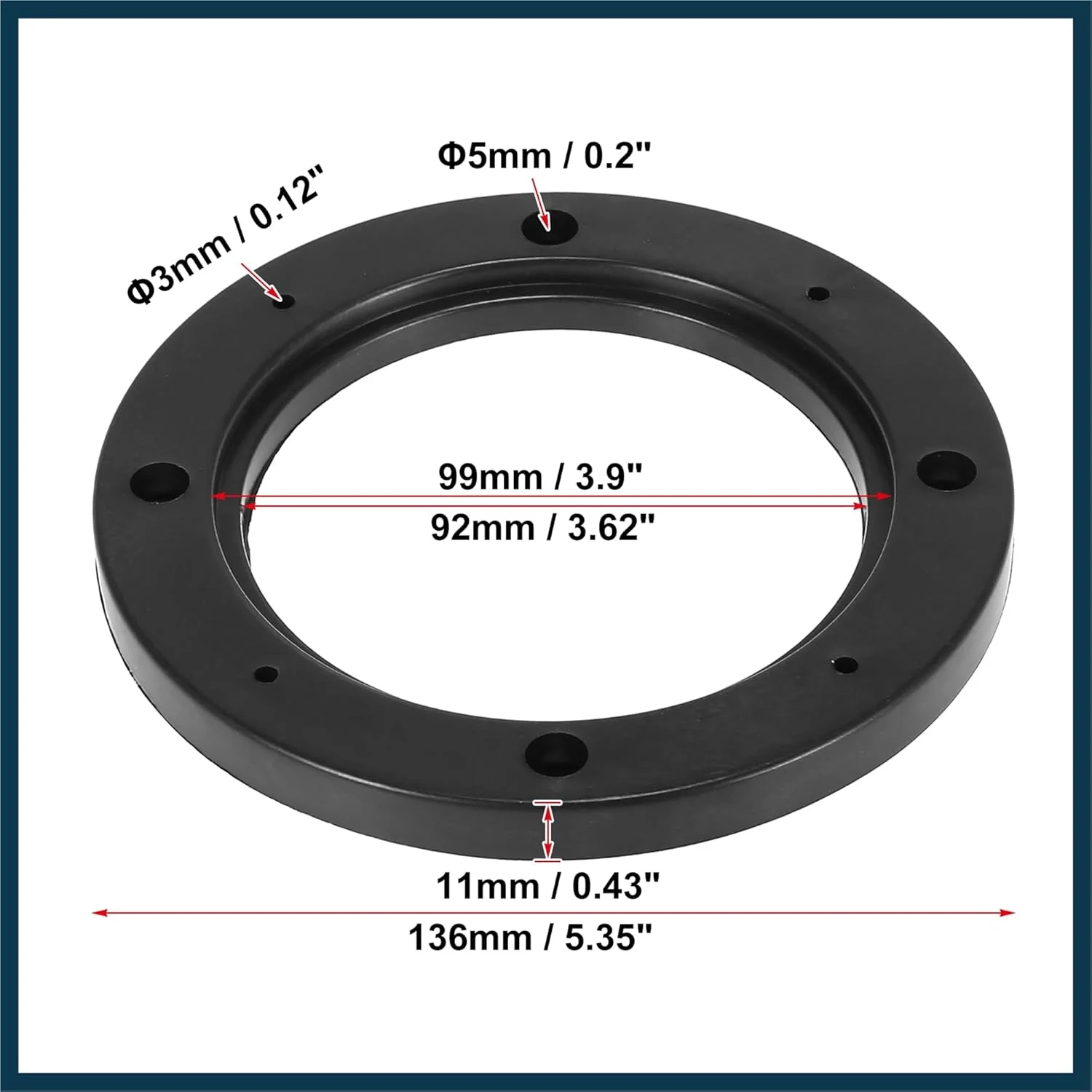 فاصله دهنده بلندگوی خودرو تاکبولد 4 عددی برای بلندگوهای 4 اینچی، پلاستیکی، شناسه 92 میلی‌متری، مشکی، قطعات خودرو توخالی
