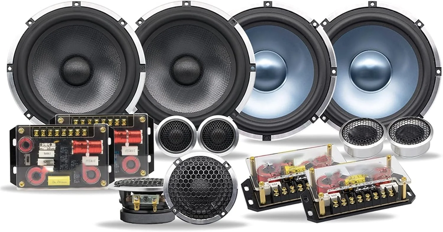 اسپیکر بی‌سیم فضای باز TMKJZL، کیت اسپیکر ترکیبی کامل 3 طرفه 6.5 اینچی، مجموعه سیستم صوتی توییتر برای خودرو، بلندگوی 6.5 اینچی درب خودرو، قابل حمل و عمر باتری طولانی