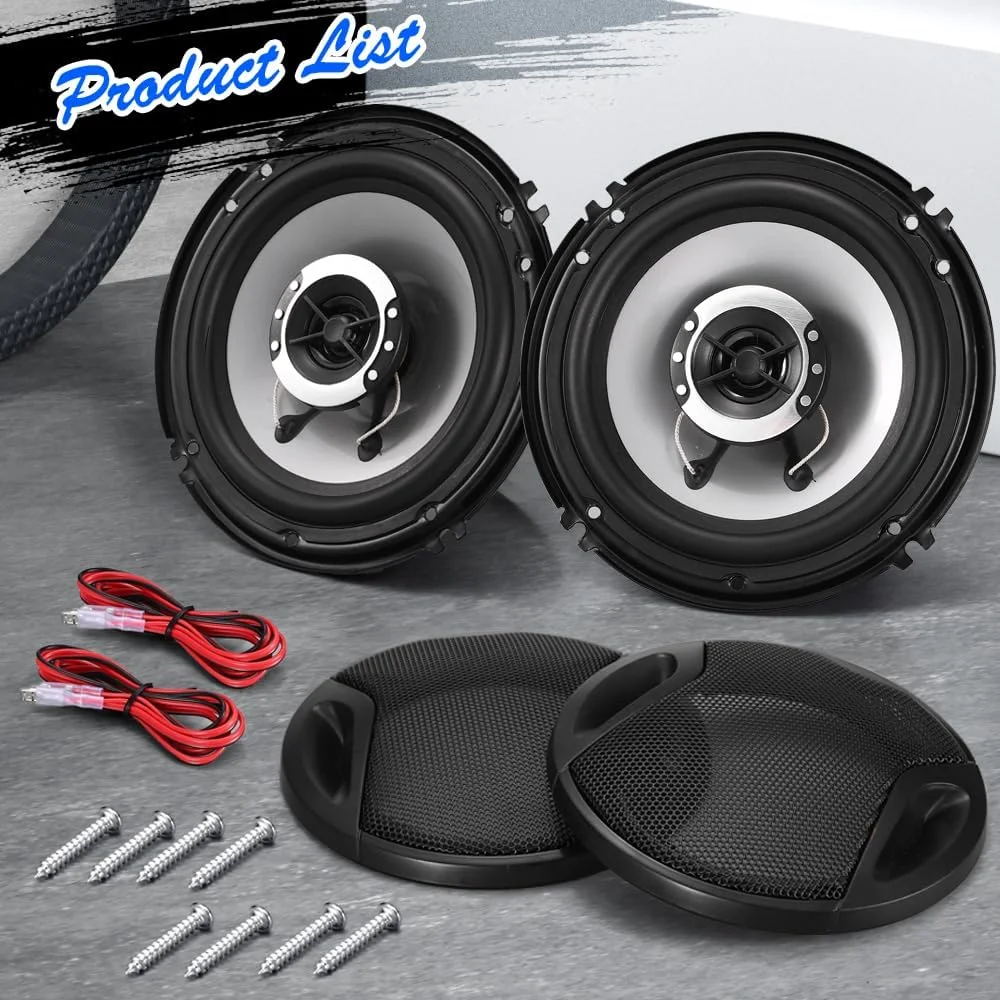 بلندگوهای کواکسیال دو طرفه خودرو Suacopzar 6 اینچی، 400 وات (100 وات RMS)، جایگزین بلندگوی استریو جهانی خودرو، بلندگوی کواکسیال کمکی با سیم و پوشش (جفت)