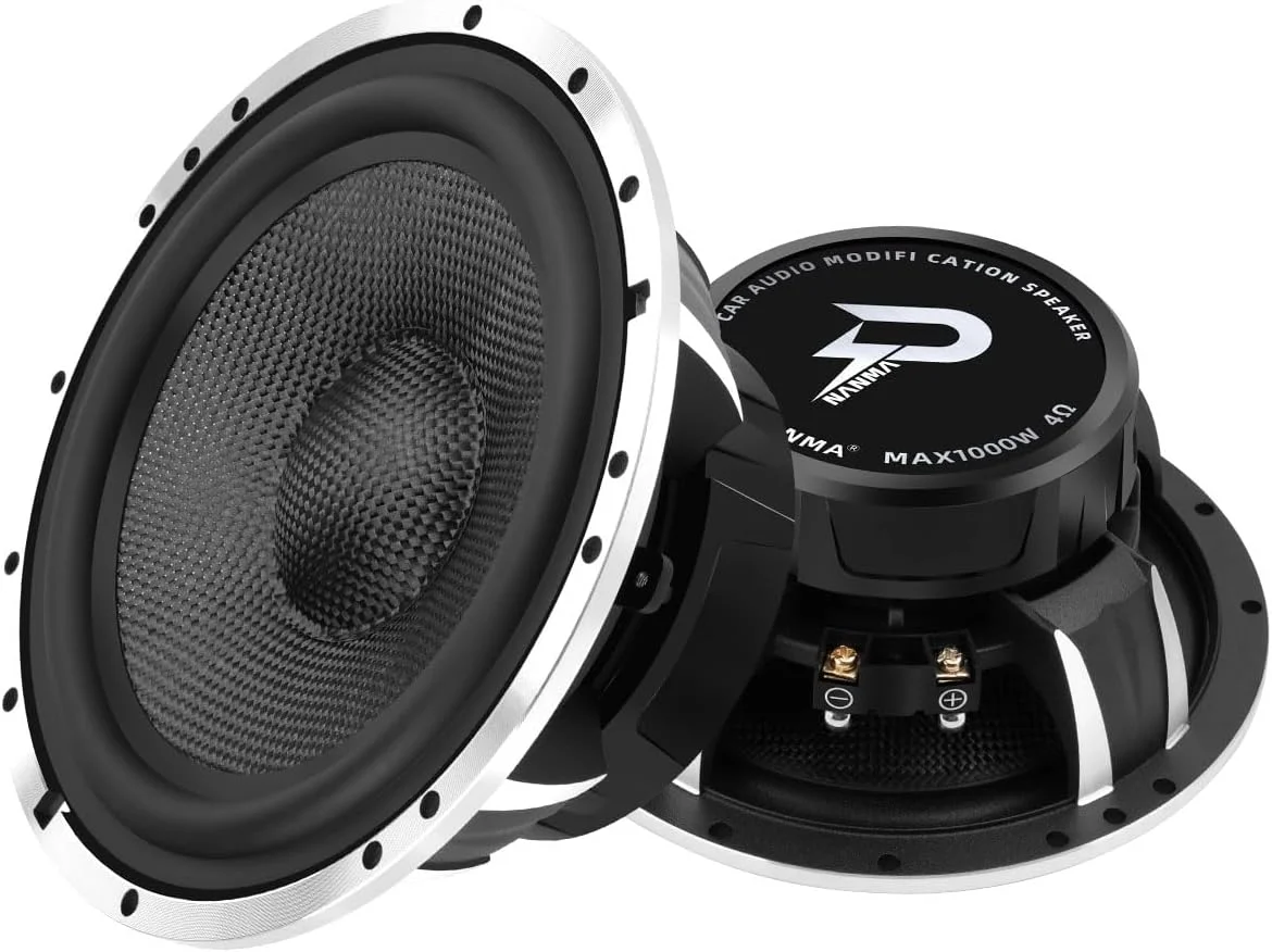 بلندگوهای فرکانس پایین فیبر کربنی 6.5 اینچی SPNANMA با شاخک فازی - حداکثر توان 1000 وات، آهنربای فریت Y35، سیم پیچ صوتی مسی - ساب ووفر/درایورهای میدبیس حرفه ای صوتی خودرو (جفت)