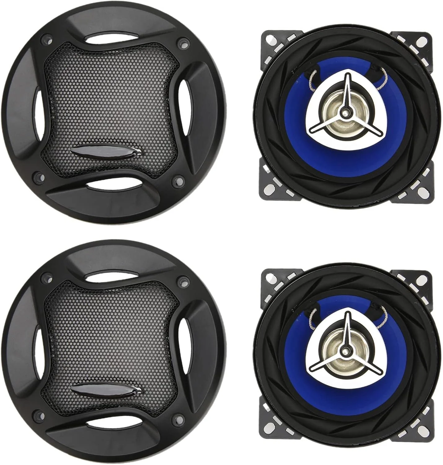 بلندگوهای کواکسیال خودرو، 2 عدد بلندگوی 4 اینچی 280 واتی فول فرکانس باس، بلندگوهای استریوی اصلاح شده کواکسیال 4 اهم، بلندگوهای HiFi با حساسیت توان فرکانس کامل