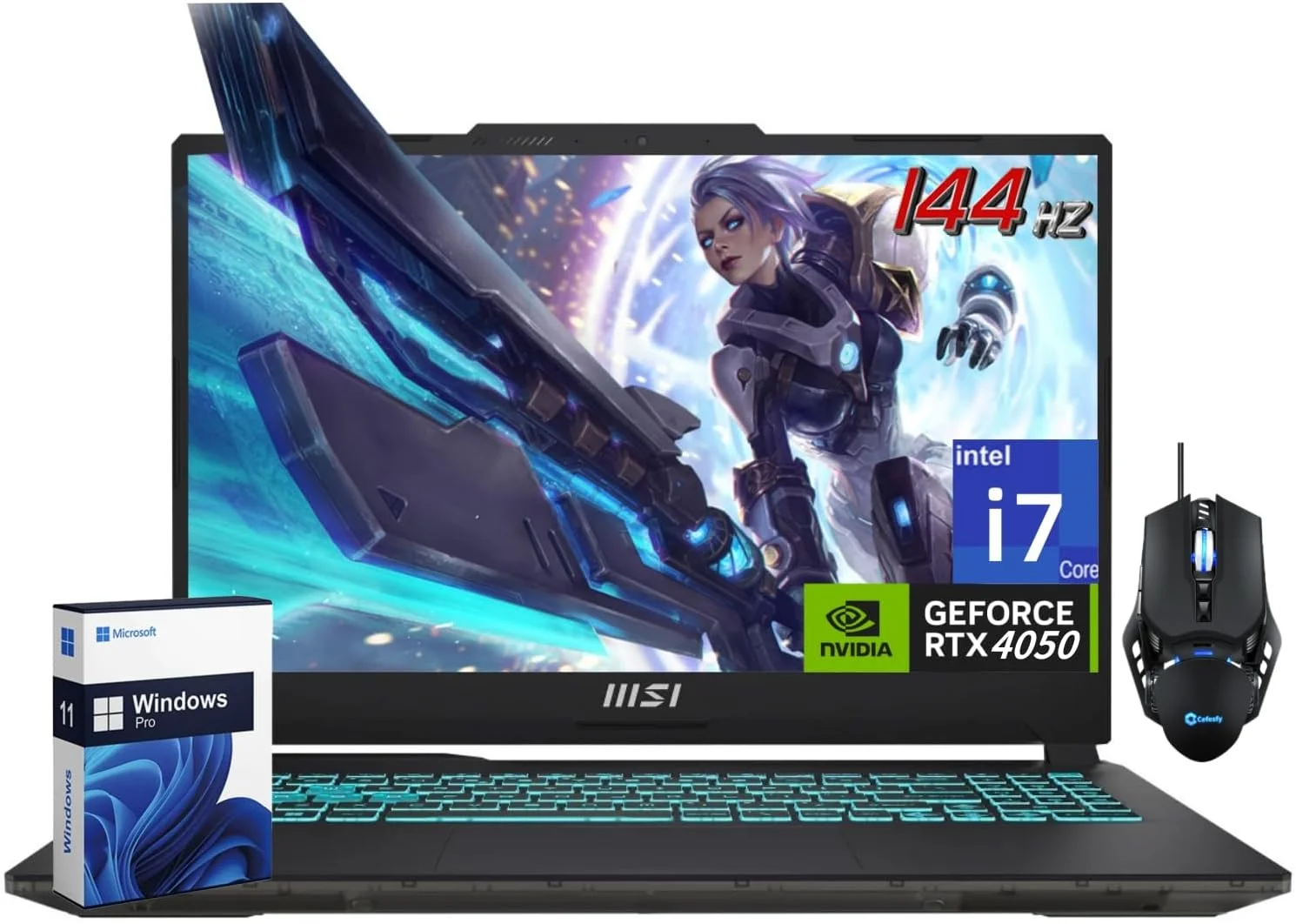 لپ تاپ گیمینگ MSI Cyborg 15، GeForce RTX 4050، صفحه نمایش 15.6 اینچی IPS FHD (1920x1080) 144 هرتز، پردازنده نسل سیزدهم اینتل 10 هسته ای i7-13620H، رم 16 گیگابایتی DDR5، اس اس دی 1 ترابایتی، کیبورد با نور پس زمینه، Wi-Fi 6، وب کم، ویندوز 11 پرو