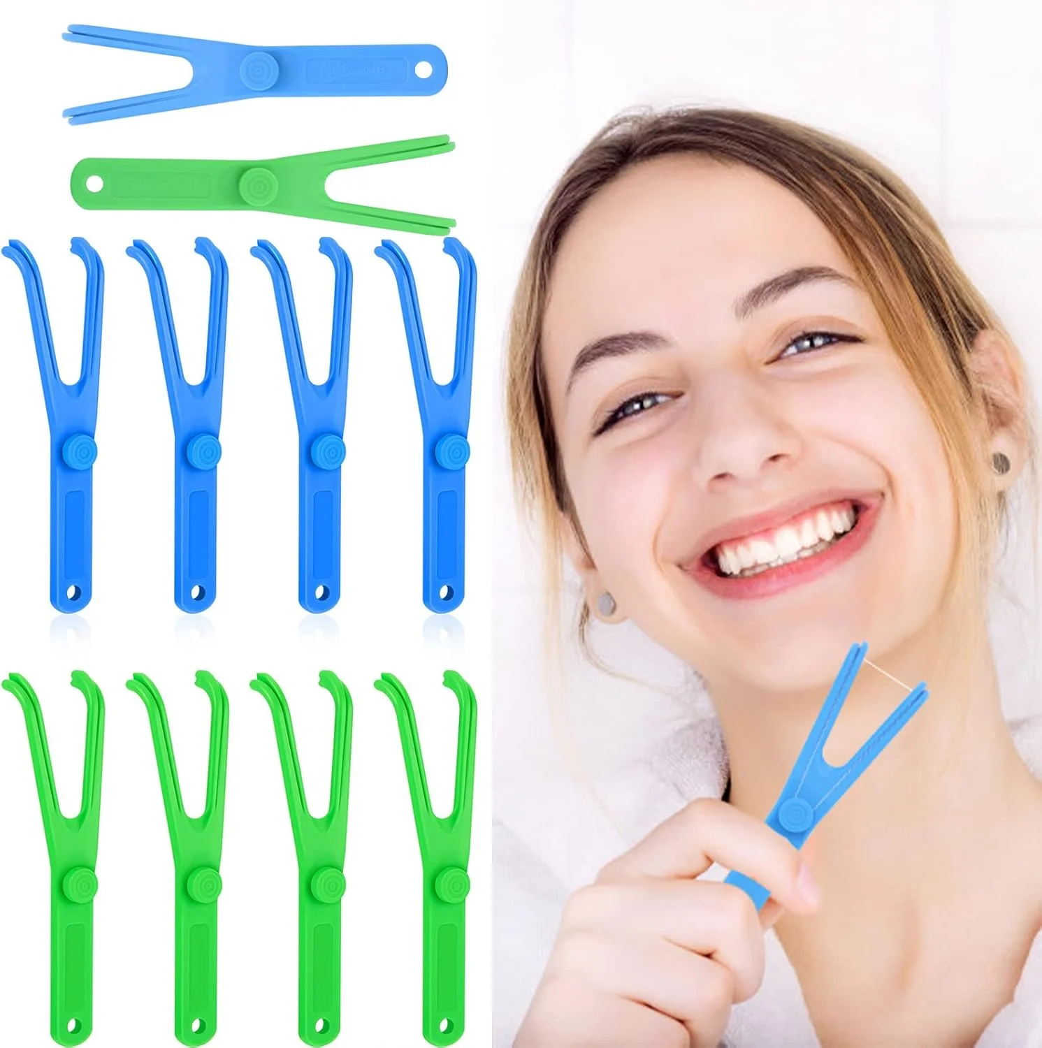 نگهدارنده نخ دندان KASTWAVE، بسته 10 عددی نگهدارنده نخ دندان قابل استفاده مجدد، دسته نخ دندان بادوام، ابزار دندانپزشکی برای بزرگسالان و کودکان برای پاکسازی دهان (آبی، سبز) نگهدارنده نخ دندان KASTWAVE، بسته 10 عددی نگهدارنده نخ دندان قابل استفاده مجدد، دسته نخ دندان بادوام، ابزار دندانپزشکی برای بزرگسالان و کودکان برای پاکسازی دهان (آبی، سبز)