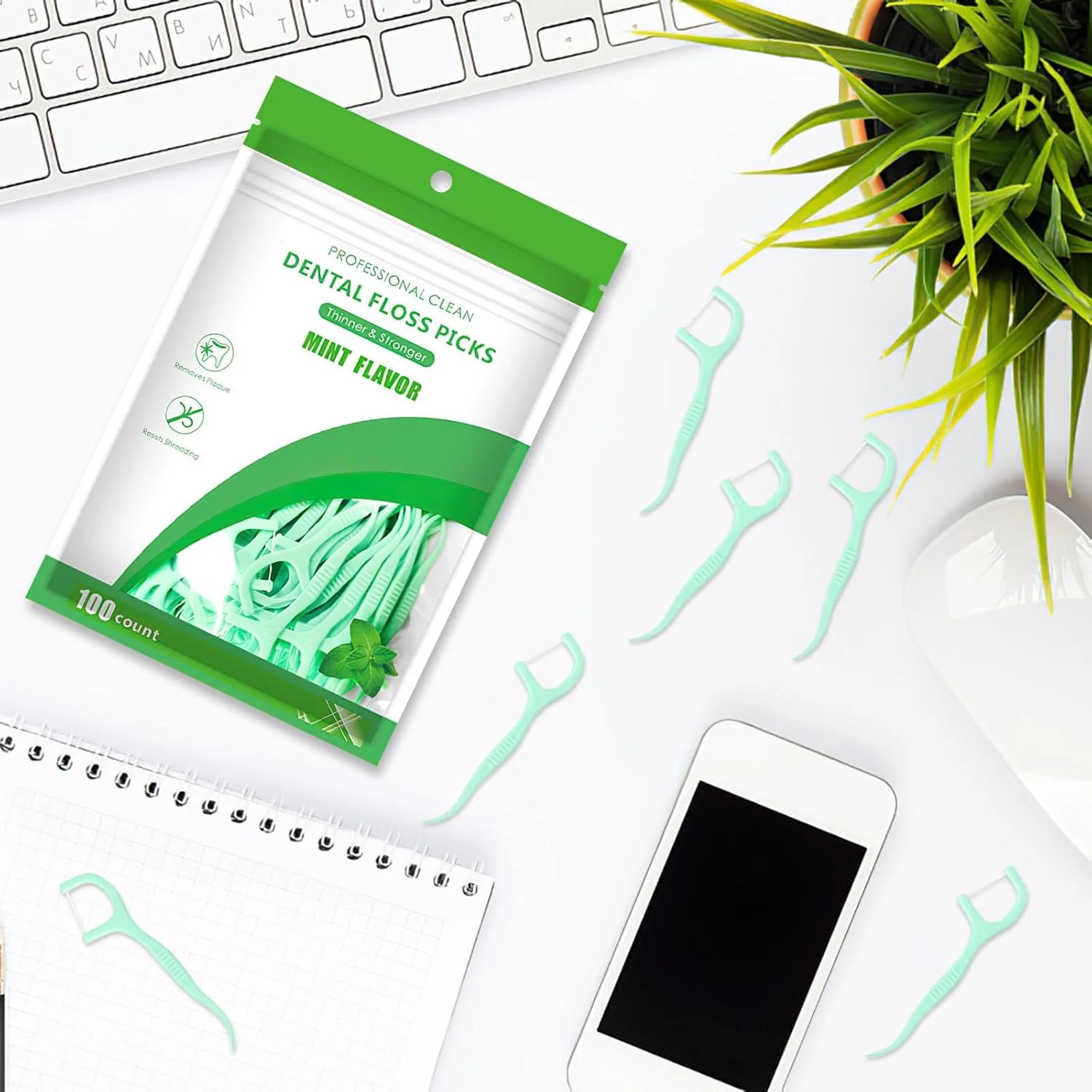 نخ دندان KASTWAVE، 200 عدد نخ دندان یکبار مصرف، خلال دندان نخ دندان 2 در 1، نخ دندان قابل حمل برای تمیز کردن دندان